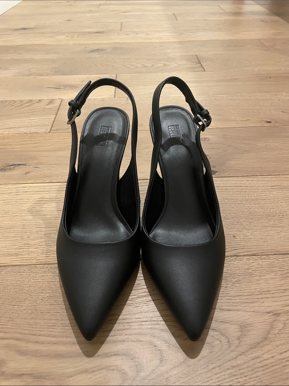 Never Worn Classic Pointed-Toe Black Slingback Heels